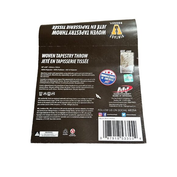 NEW NHL Vintage Hockey New Jersey Devils Woven Tapestry Throw Blanket 48x60 - Picture 5 of 5